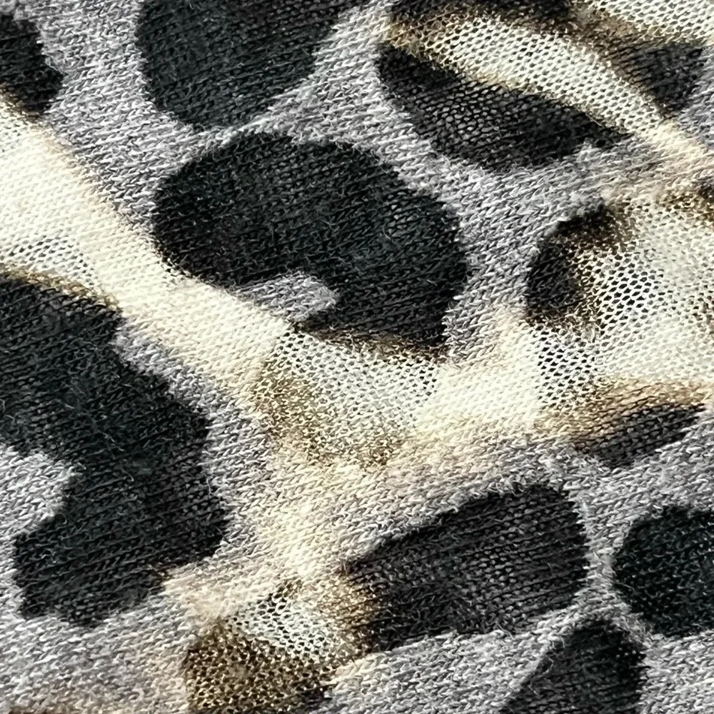 Calvin Klein Leopard Print Waterfall Cardigan L Animal Print Mob Wife Chic